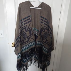 Beautiful Patterned Open Front Poncho